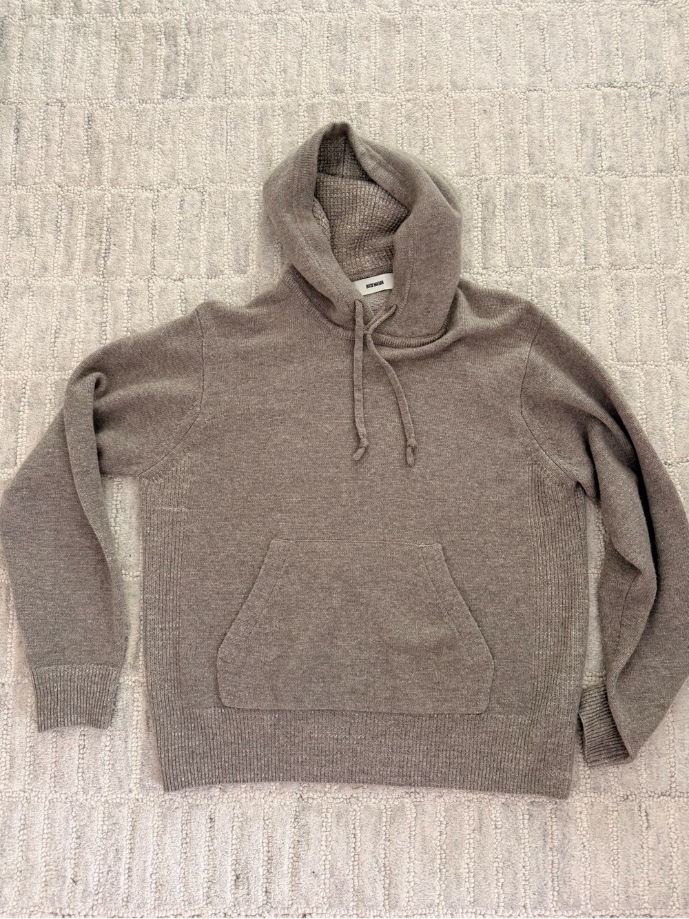 Buck Mason Wool Cashmere Knit Hoodie Taupe Gray Size S